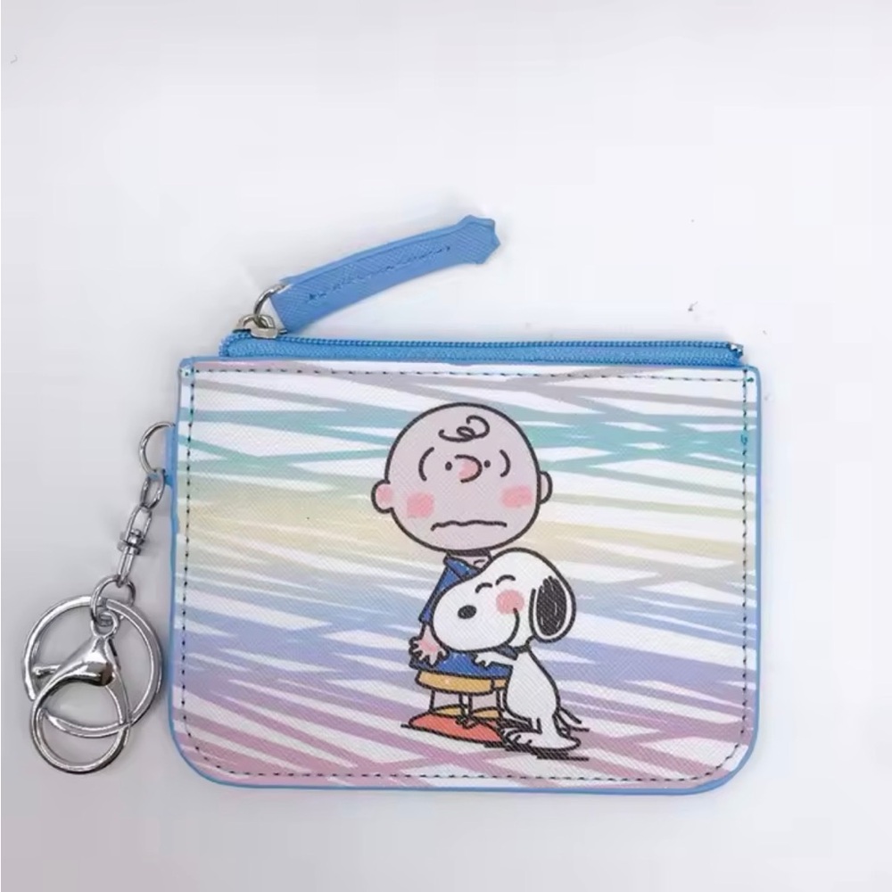 Blue Charlie Brown and Snoopy Card Holder / Coin Purse / Wallet / Keychain